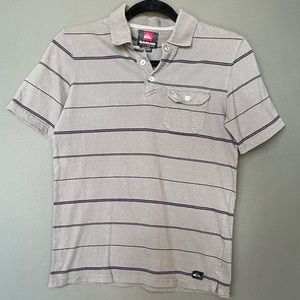 Quicksilver boys gray and black striped polo shirt - size 12/14